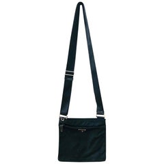 Miuccia Prada Black Nylon Cross Body  / Shoulder Tessuto Medium Messenger Bag