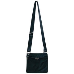 Miuccia Prada Schwarzer Crossbody aus Nylon  Tessuto Medium Messenger Bag mit Schultertasche 