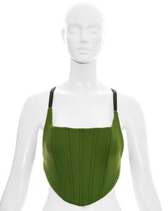 Miuccia Prada green wool tweed and nylon corset top, fw 1999