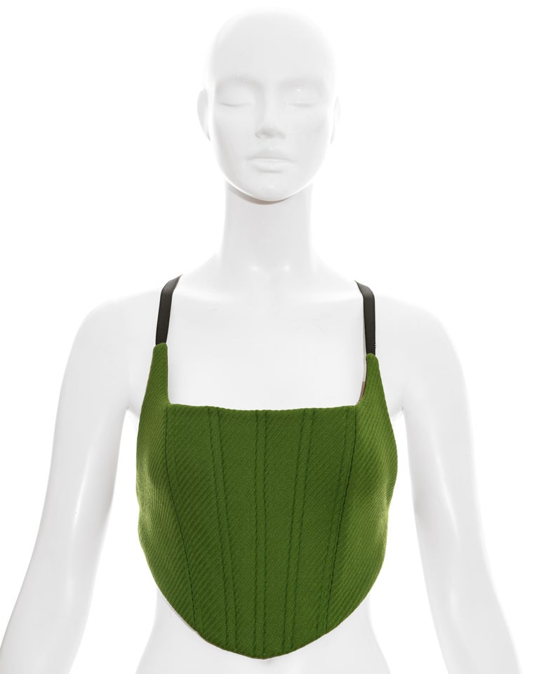 Miuccia Prada green wool tweed and nylon corset top, fw 1999 at 1stDibs | prada  corset, green corset top
