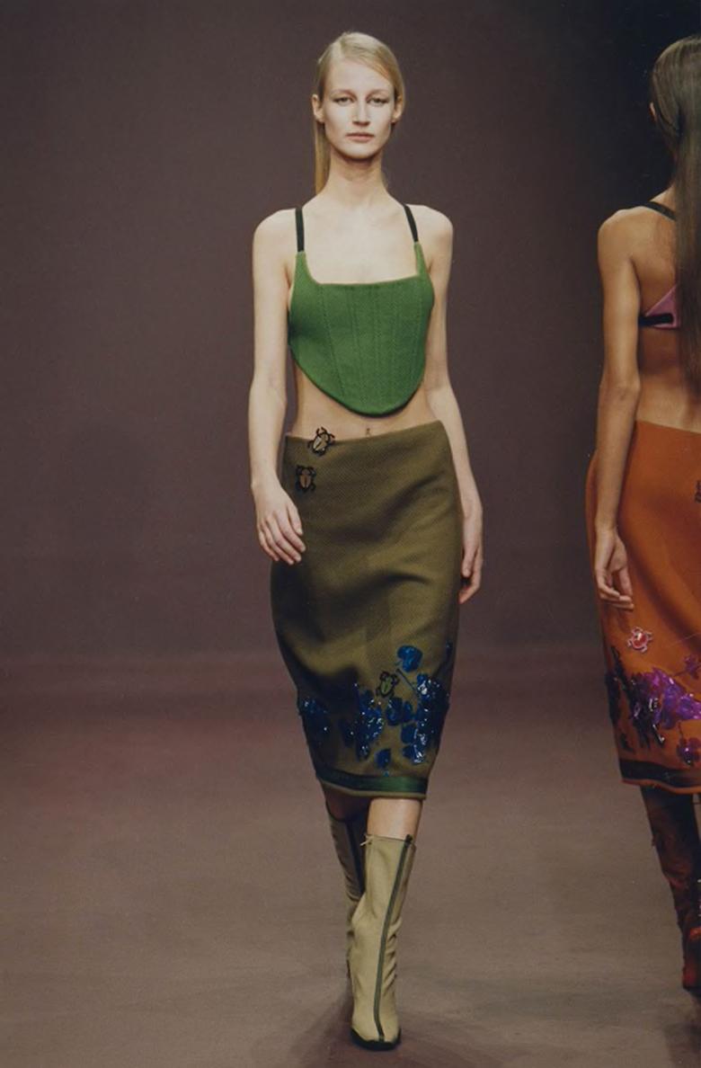 Green Miuccia Prada green wool tweed and nylon corset top, fw 1999