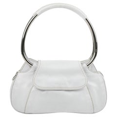 Miuccia Prada Vintage Spring/Summer 2003 White Leather Hoop Handle Runway Bag