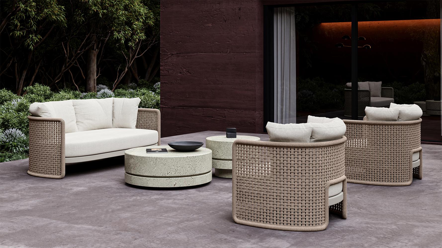 Hand-Crafted Miura-bisque Outdoor 2 Seater Sofa by SNOC For Sale