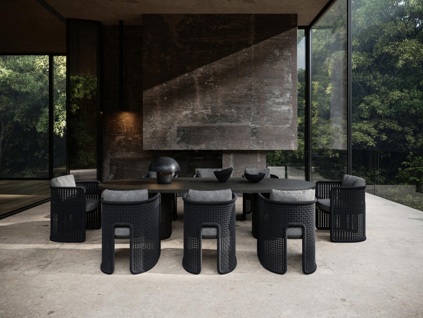 Contemporary Miura-nightfall Outdoor Dining Chair by SNOC For Sale