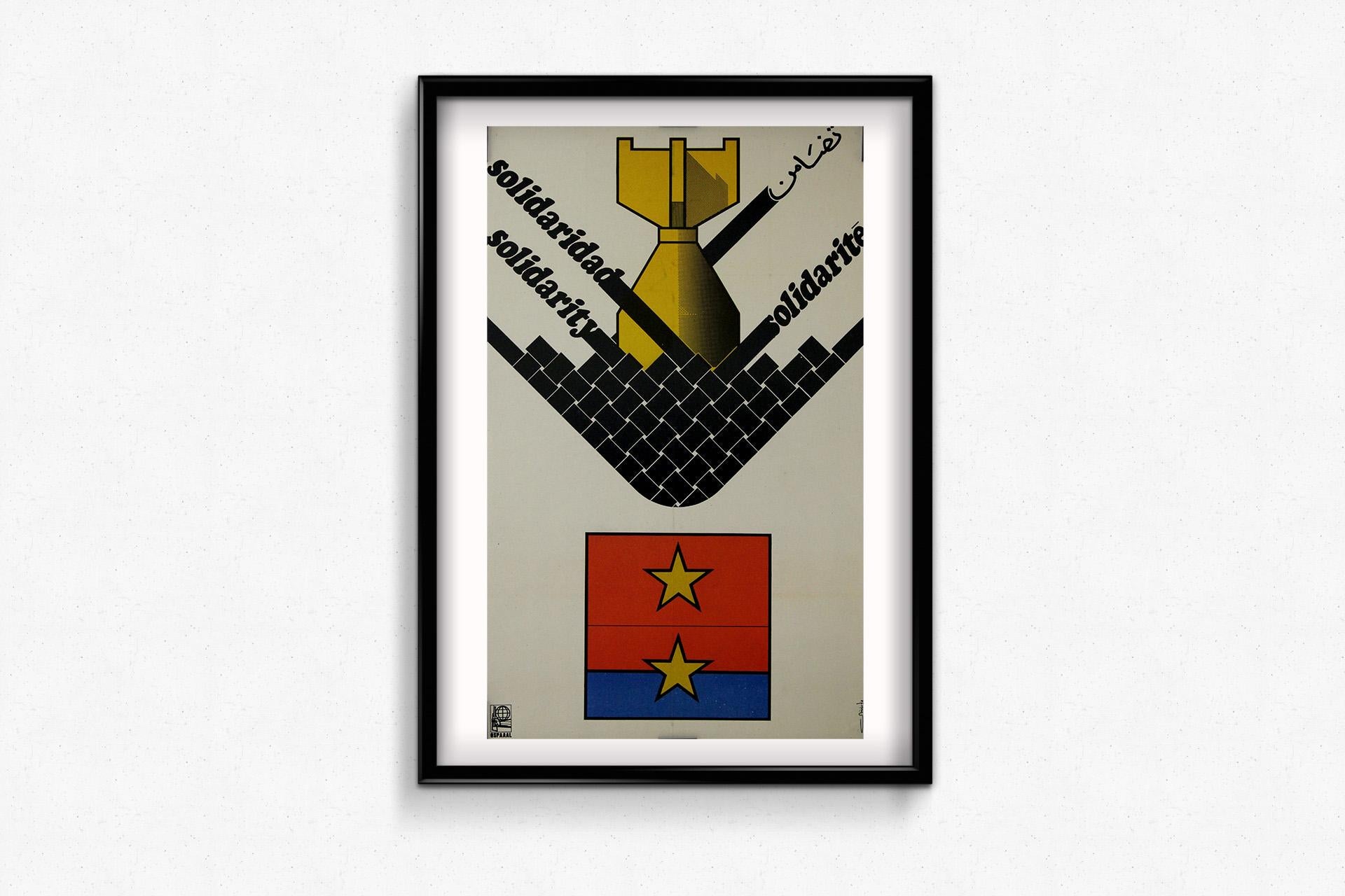 Affiche frappante de 1972 par Mivio - OSPAAAL Solidarité avec la guerre du Vietnam en vente 3
