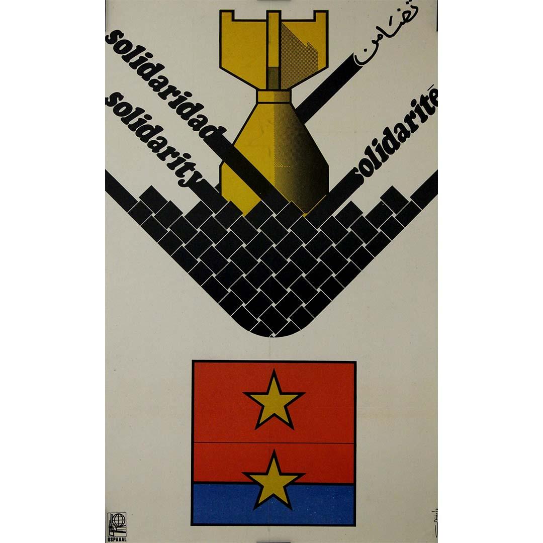 Affiche frappante de 1972 par Mivio - OSPAAAL Solidarité avec la guerre du Vietnam