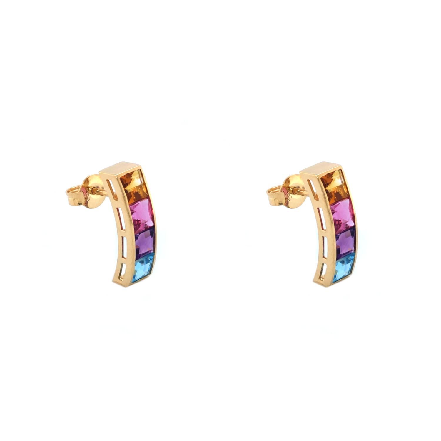 The ArtOuro Mix Earrings have been crafted with beautiful gemstones (2.88cts) and solid 18k yellow gold (2.10grs).

It is a unique piece for those who like to add a touch of boldness to their everyday looks with accessories featuring vibrant