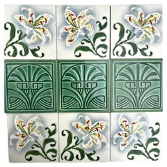 Mix Art Deco Glazed Relief Tiles by Nord Deutsche Steingutfabrik, 1920