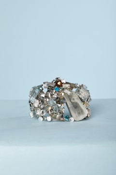 Mix beads ( Rhinestone and quartz) and metal  bracelet Swarovski