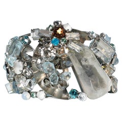 Mix beads ( Rhinestone and quartz) and metal  bracelet Swarovski 