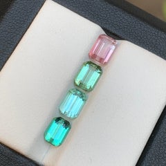 Mix Color Natural Tourmaline Jewelry Size Loose Gemstones Lot 3.70Ct Emerald Cut