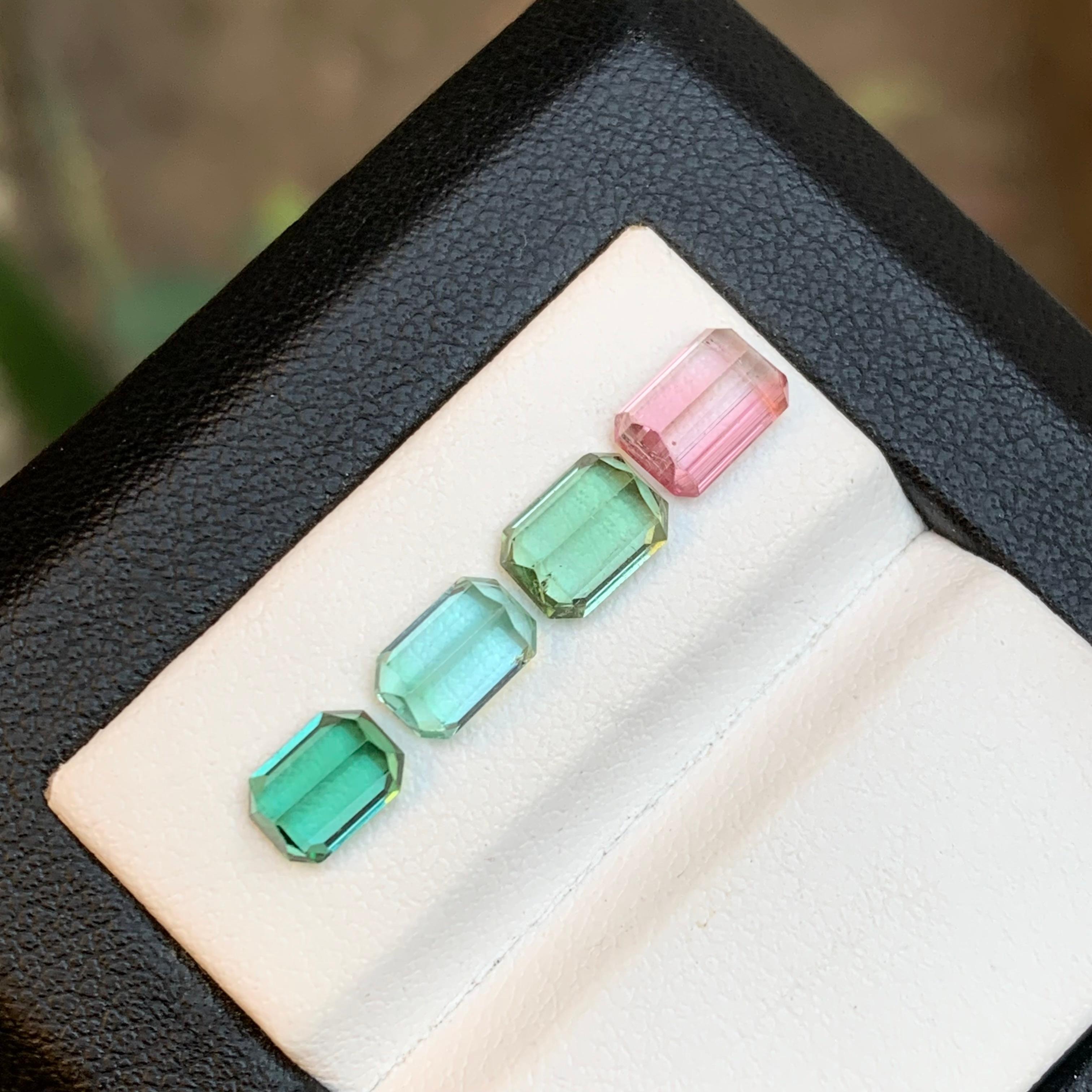 Mix Color Natural Tourmaline Jewelry Size Loose Gemstones Lot 3.70Ct Emerald Cut In New Condition For Sale In Peshawar, PK