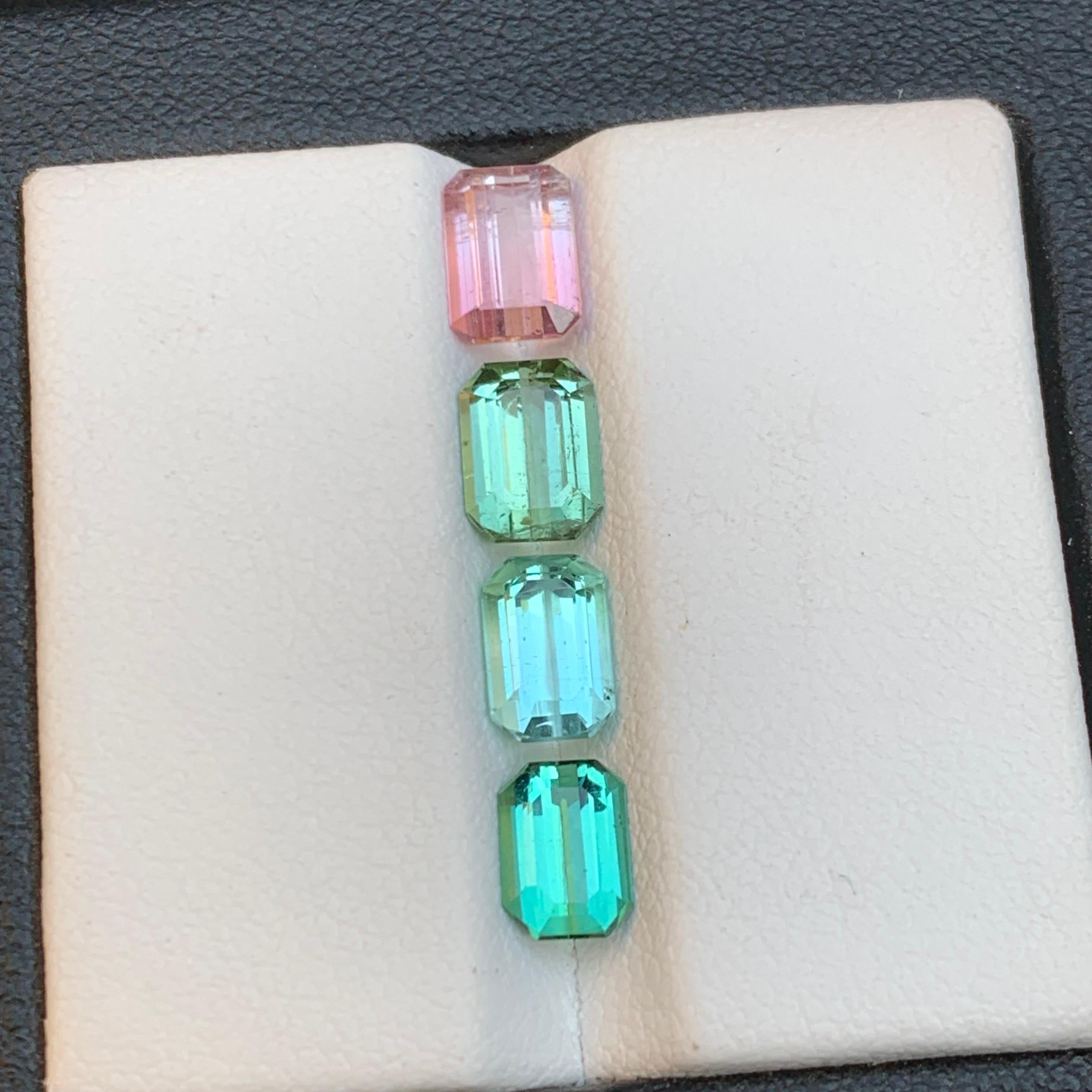 Mix Color Natural Tourmaline Jewelry Size Loose Gemstones Lot 3.70Ct Emerald Cut For Sale 3
