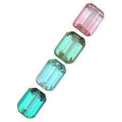 Mix Color Natural Tourmaline Jewelry Size Loose Gemstones Lot 3.70Ct Emerald Cut