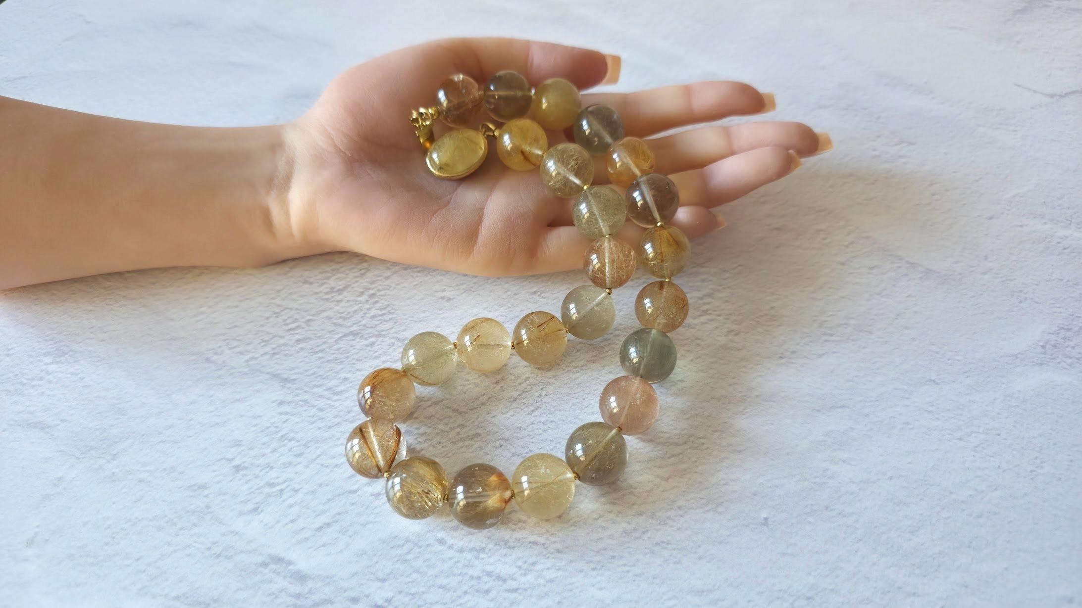 Mix Color Rutilated Quartz Necklace For Sale 1