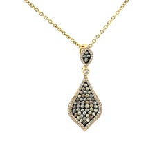 Mix Color Tear Drop Diamond Necklace 1.00CT  14K Yellow Gold