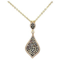 Mix Color Tear Drop Diamond Necklace 1.00CT  14K Yellow Gold