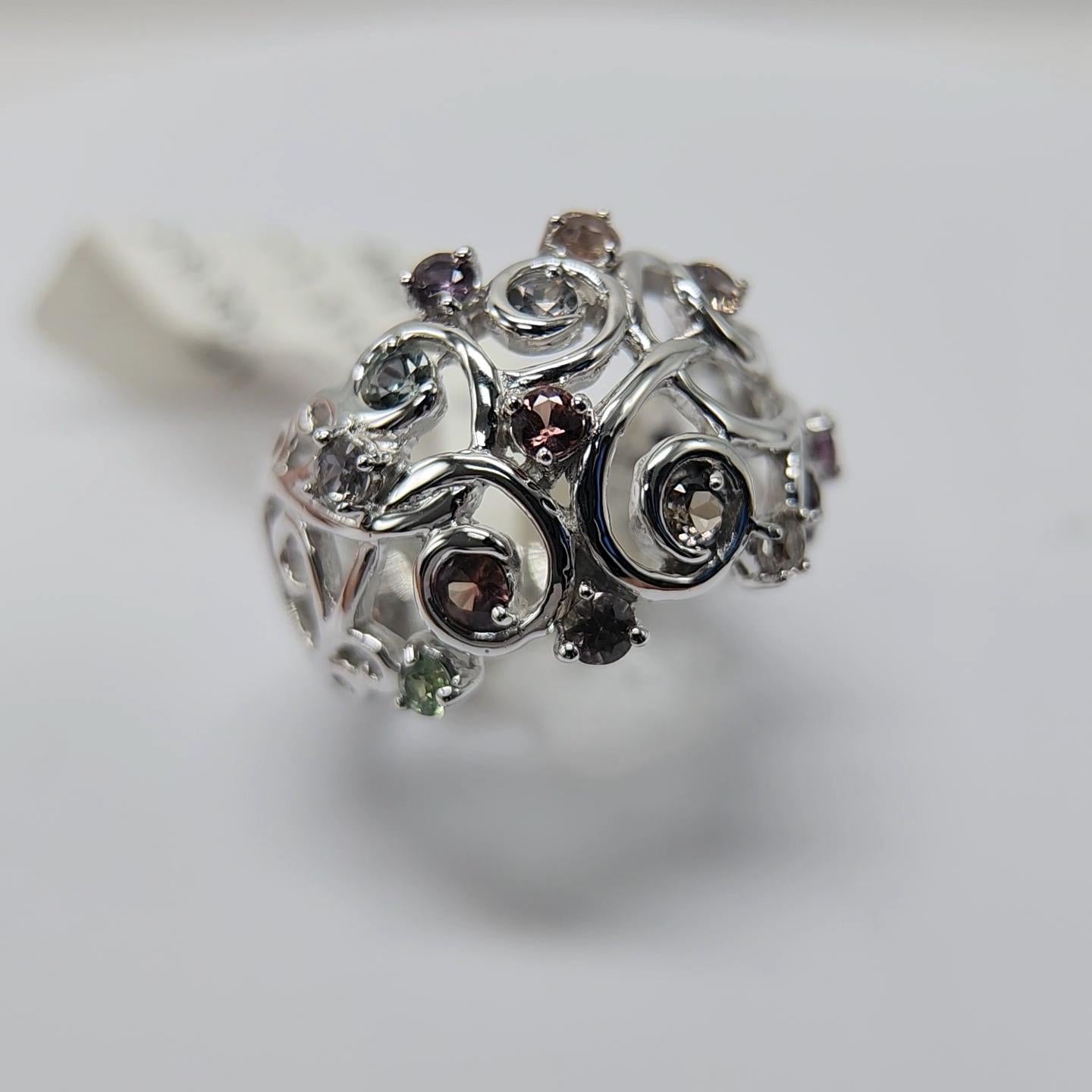 Mix Colors of Montana Saphir-Ring aus 18 Karat Weißgold im Angebot 5