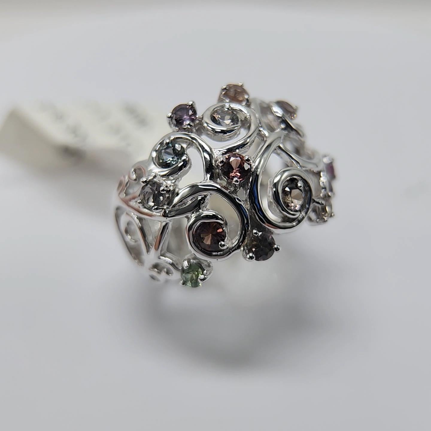 Mix Colors of Montana Saphir-Ring aus 18 Karat Weißgold im Angebot 6