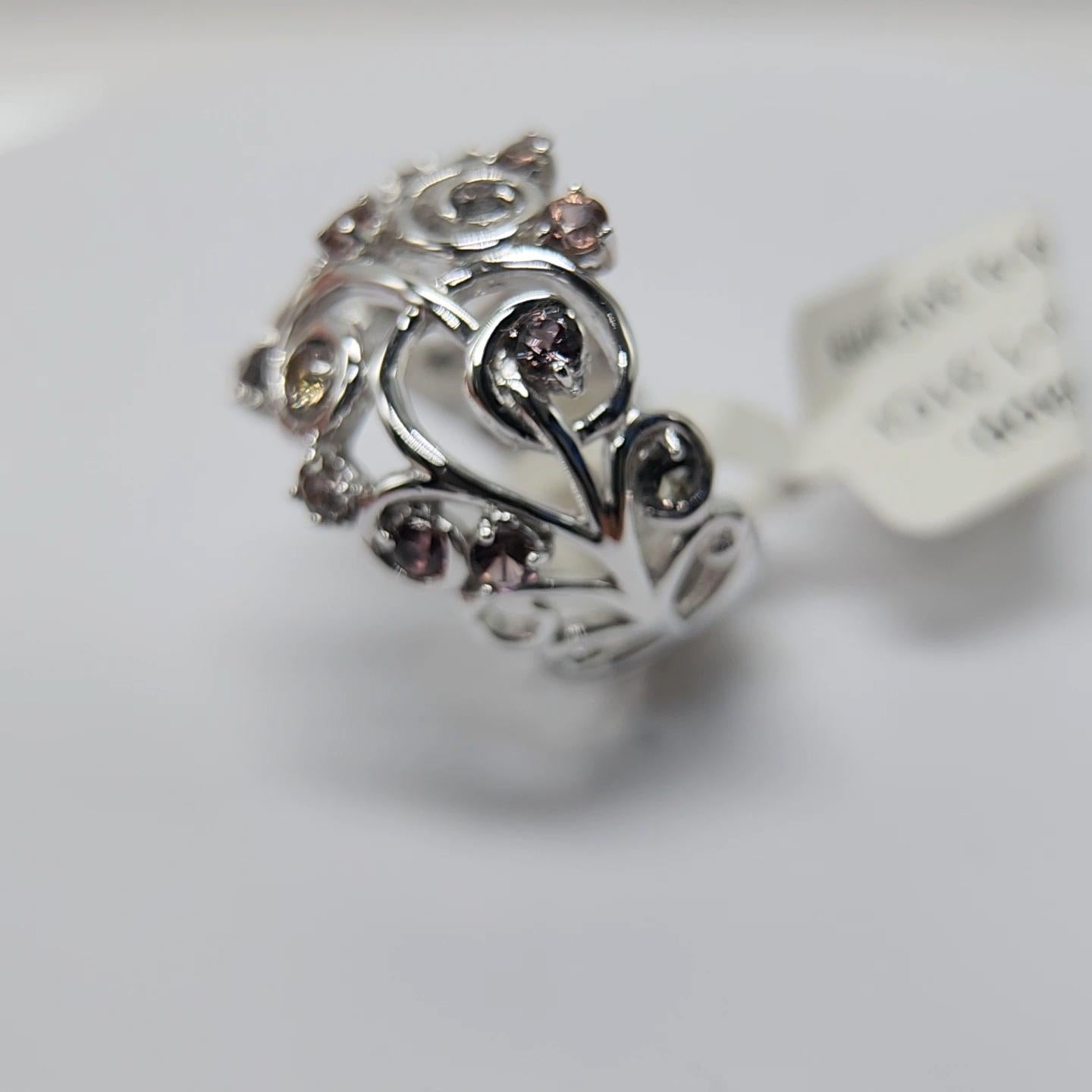 Mix Colors of Montana Saphir-Ring aus 18 Karat Weißgold im Angebot 8