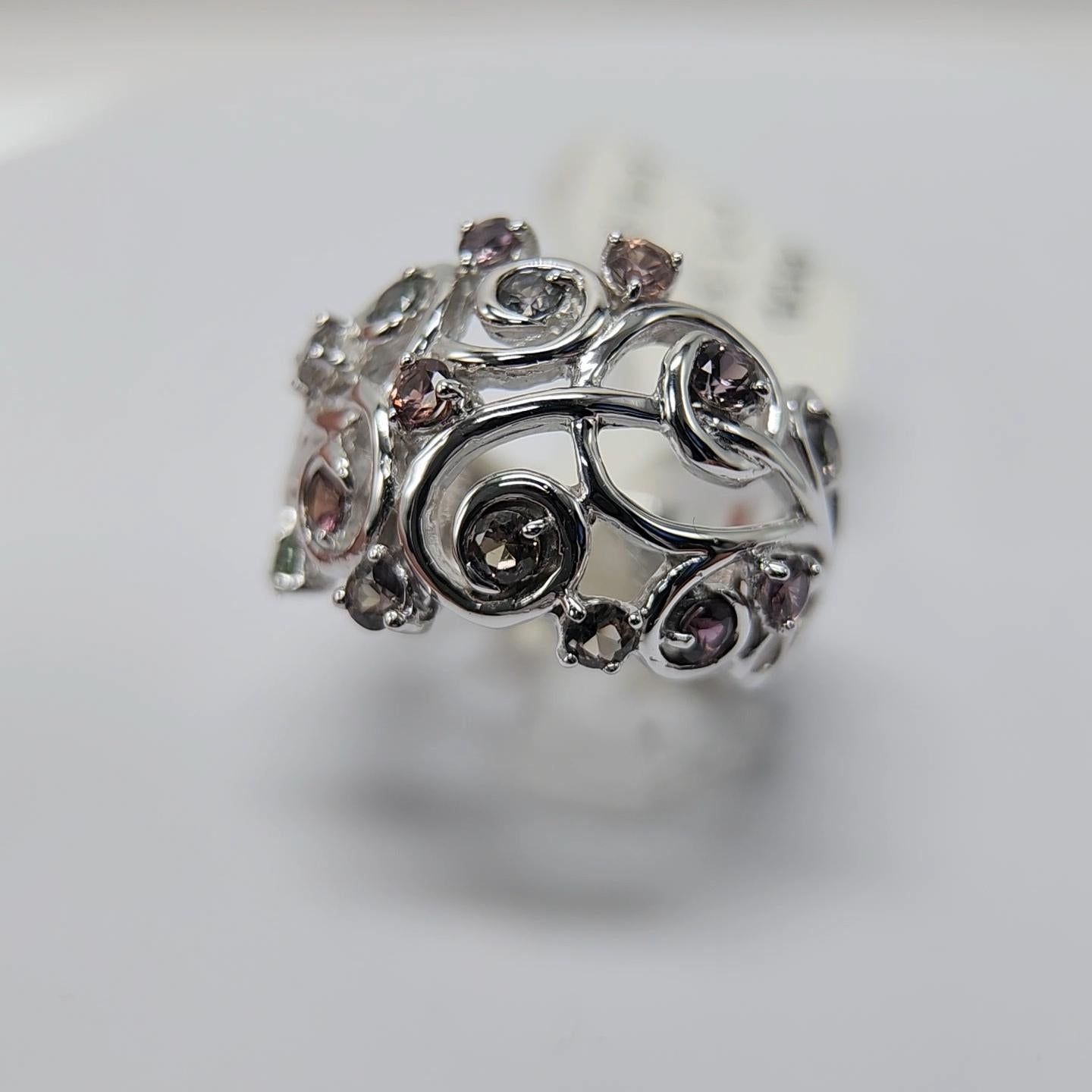 Mix Colors of Montana Saphir-Ring aus 18 Karat Weißgold im Angebot 9