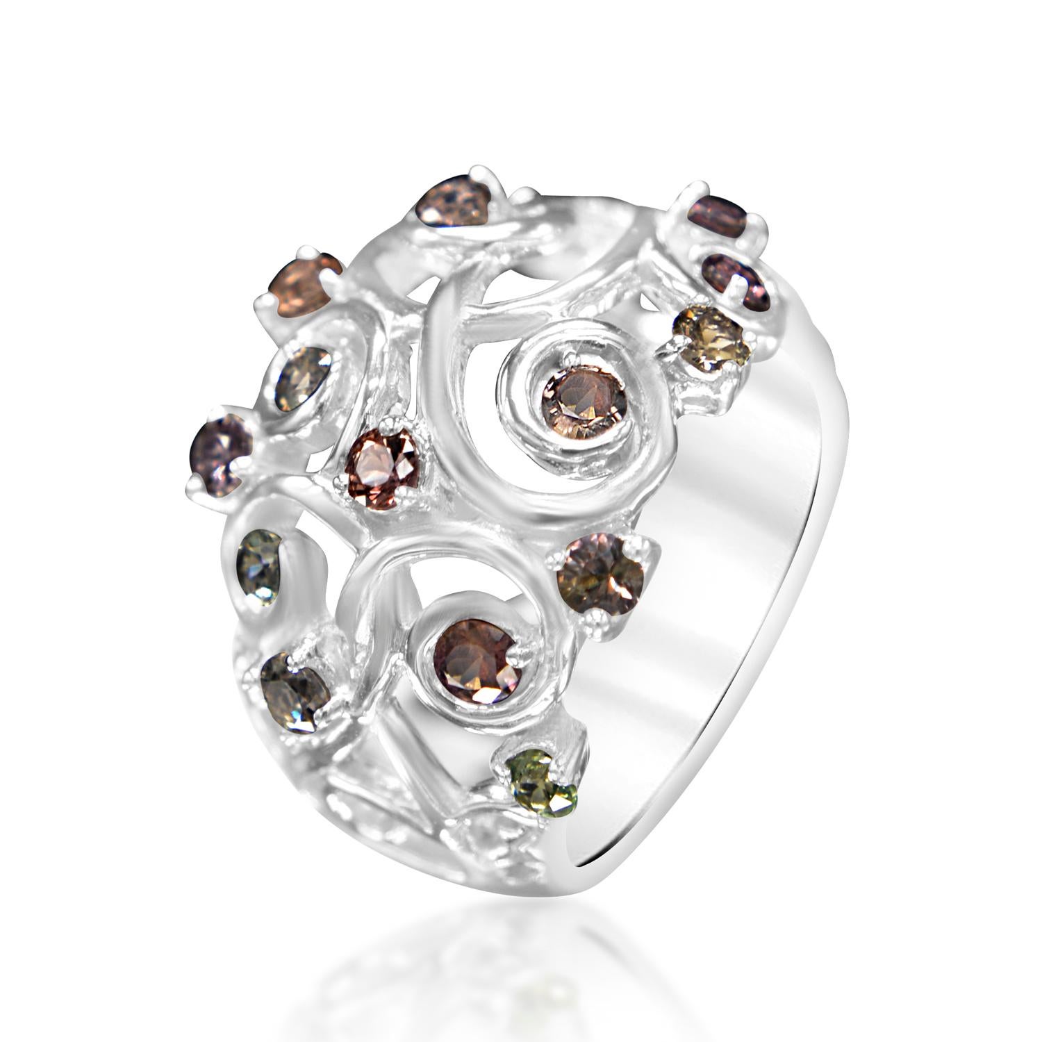 Mix Colors of Montana Saphir-Ring aus 18 Karat Weißgold im Zustand „Neu“ im Angebot in Brooklyn, NY