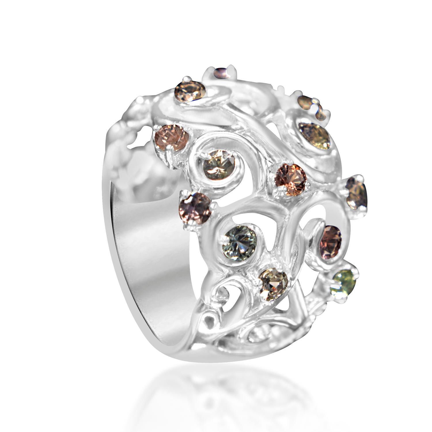 Mix Colors of Montana Saphir-Ring aus 18 Karat Weißgold Damen im Angebot