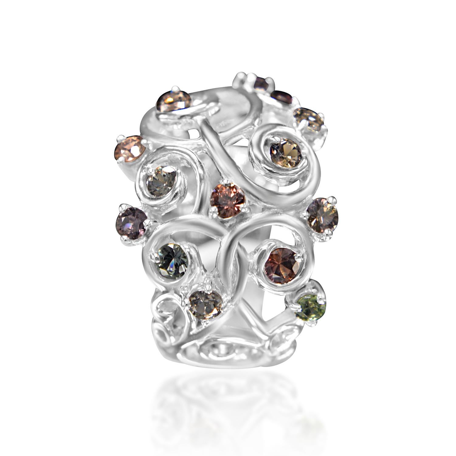 Mix Colors of Montana Saphir-Ring aus 18 Karat Weißgold im Angebot 1
