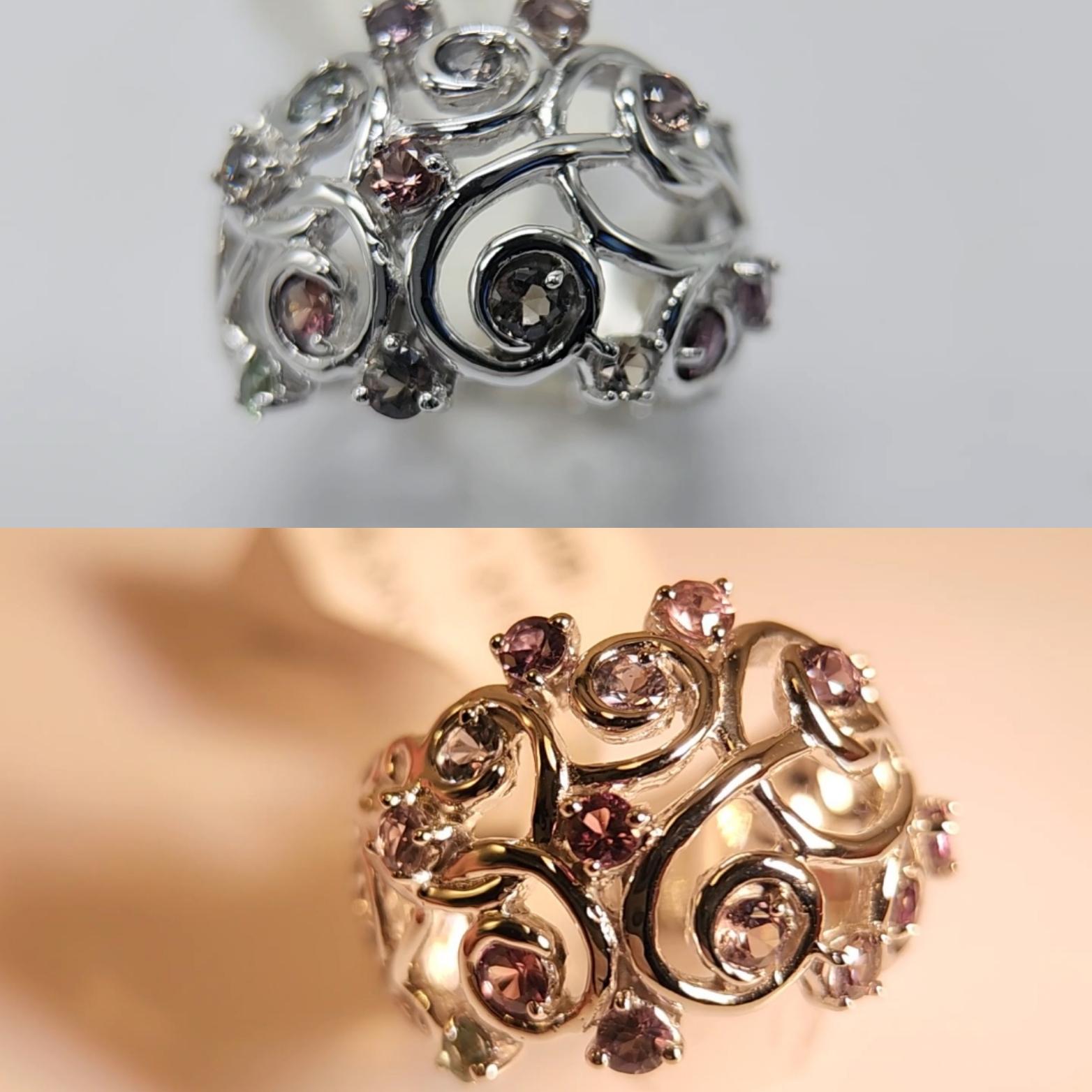 Mix Colors of Montana Saphir-Ring aus 18 Karat Weißgold im Angebot 3