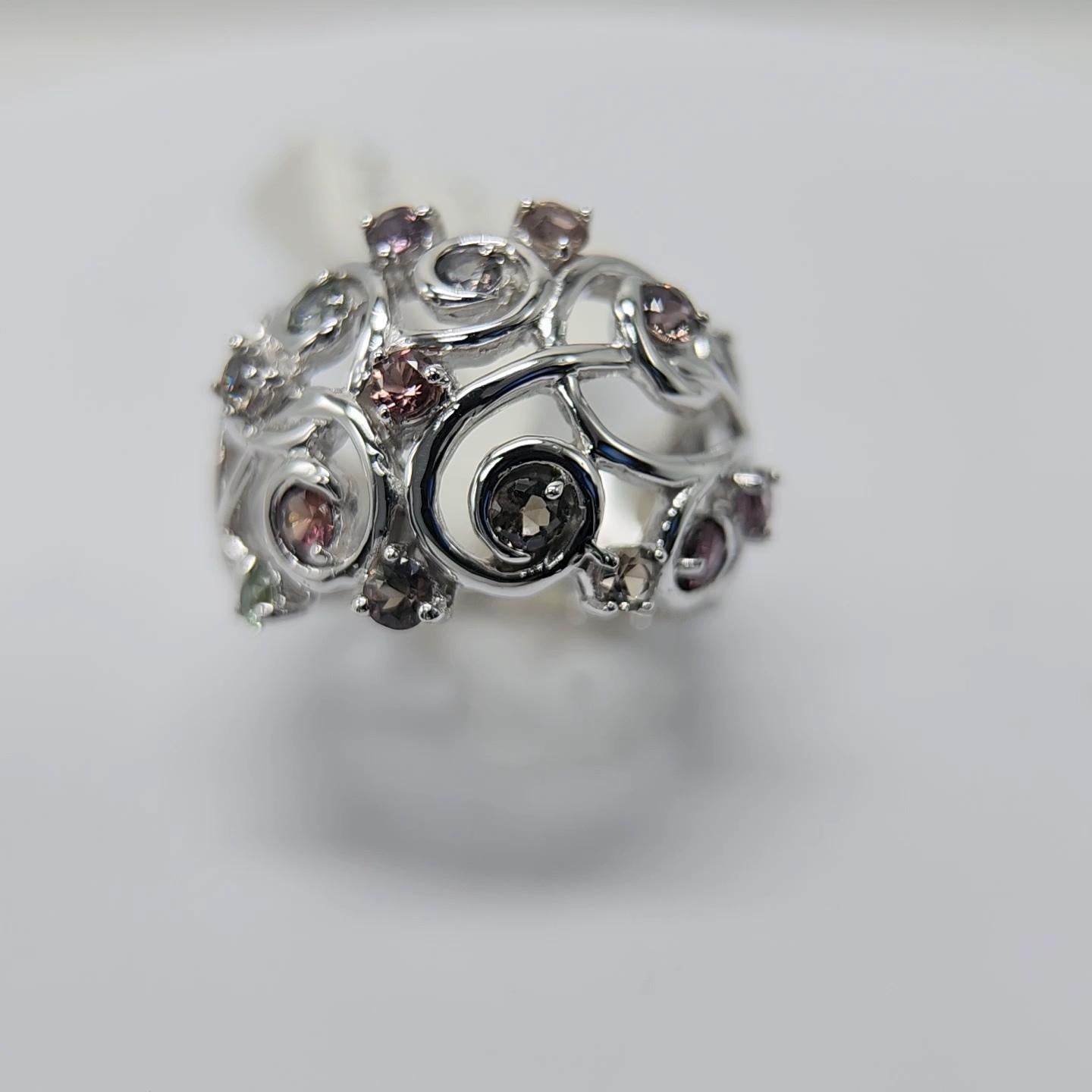 Mix Colors of Montana Saphir-Ring aus 18 Karat Weißgold im Angebot 4