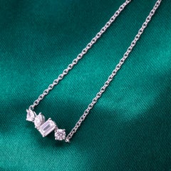 Mix Cut Diamond Station Bracelet 18K White Gold Adjustable Handmade Fine Jewelry
