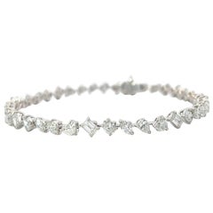 Mix Fancy Shape Diamond Tennis Bracelet in 18K White Gold (6.19ct VVS) by Arnav