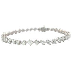 Mix Fancy Shape Diamond Tennis Bracelet in 18K White Gold (6.35ct VVS) by Arnav