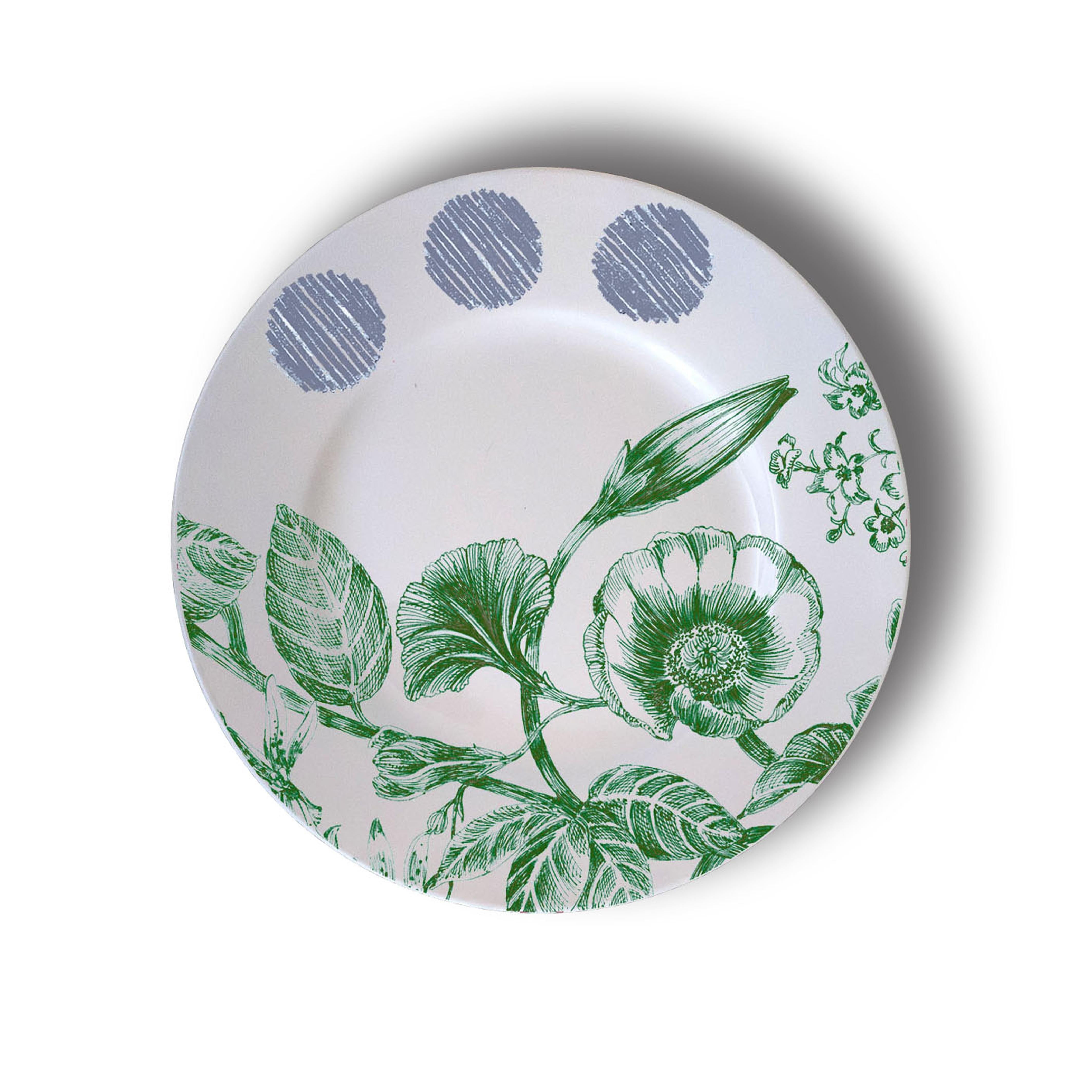Mix & Match, Six Contemporary Porcelain Bread Plates with Multicolored Flowers For Sale 1