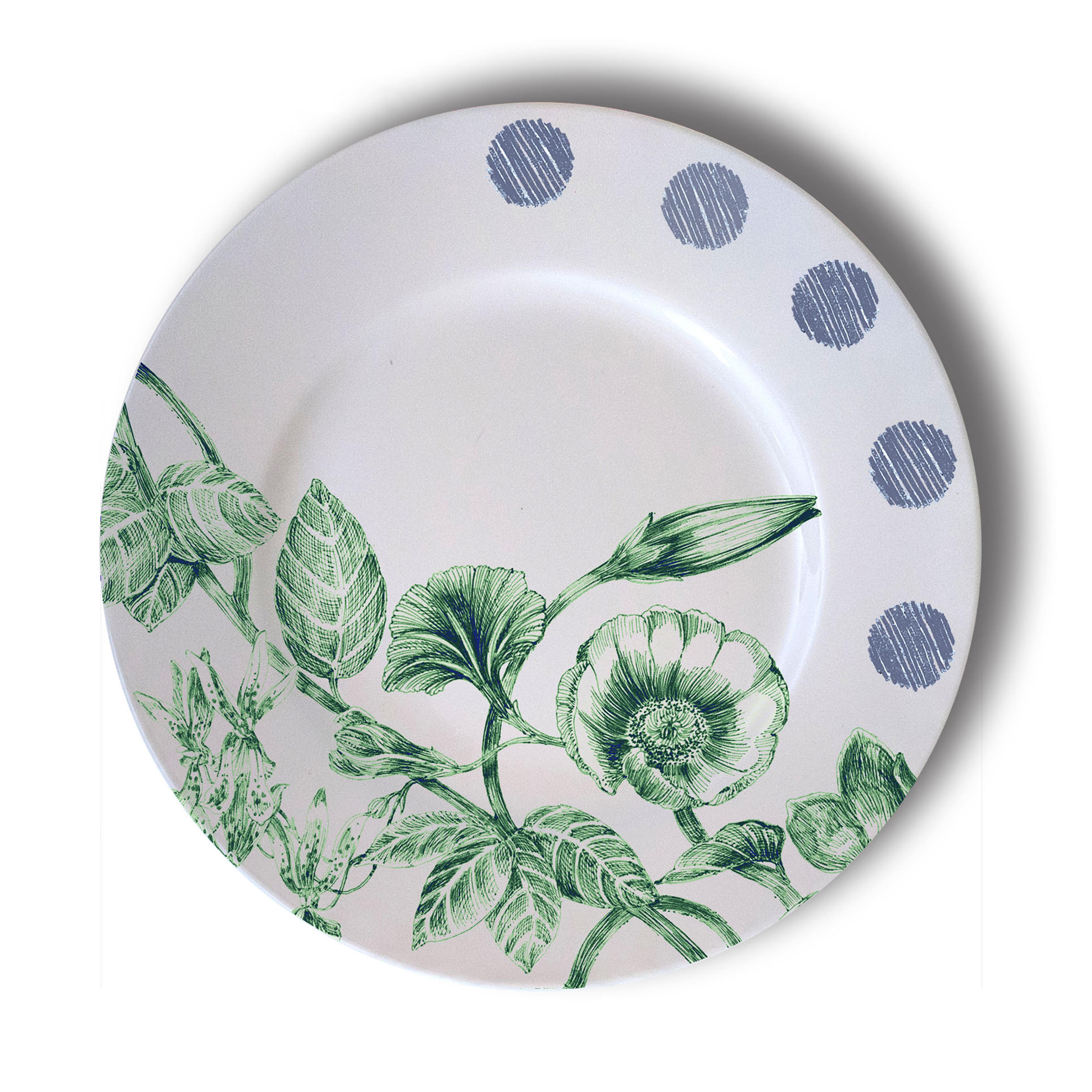 Mix & Match, Six Contemporary Porcelain Dessert Plates with Multicolored Flowers In New Condition For Sale In MILAN, IT