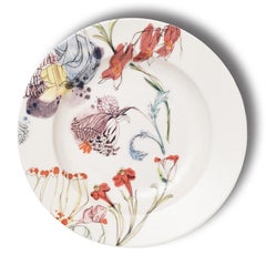 Mix & Match, Six Contemporary Porcelain Pasta Plates with Flowers and Birds