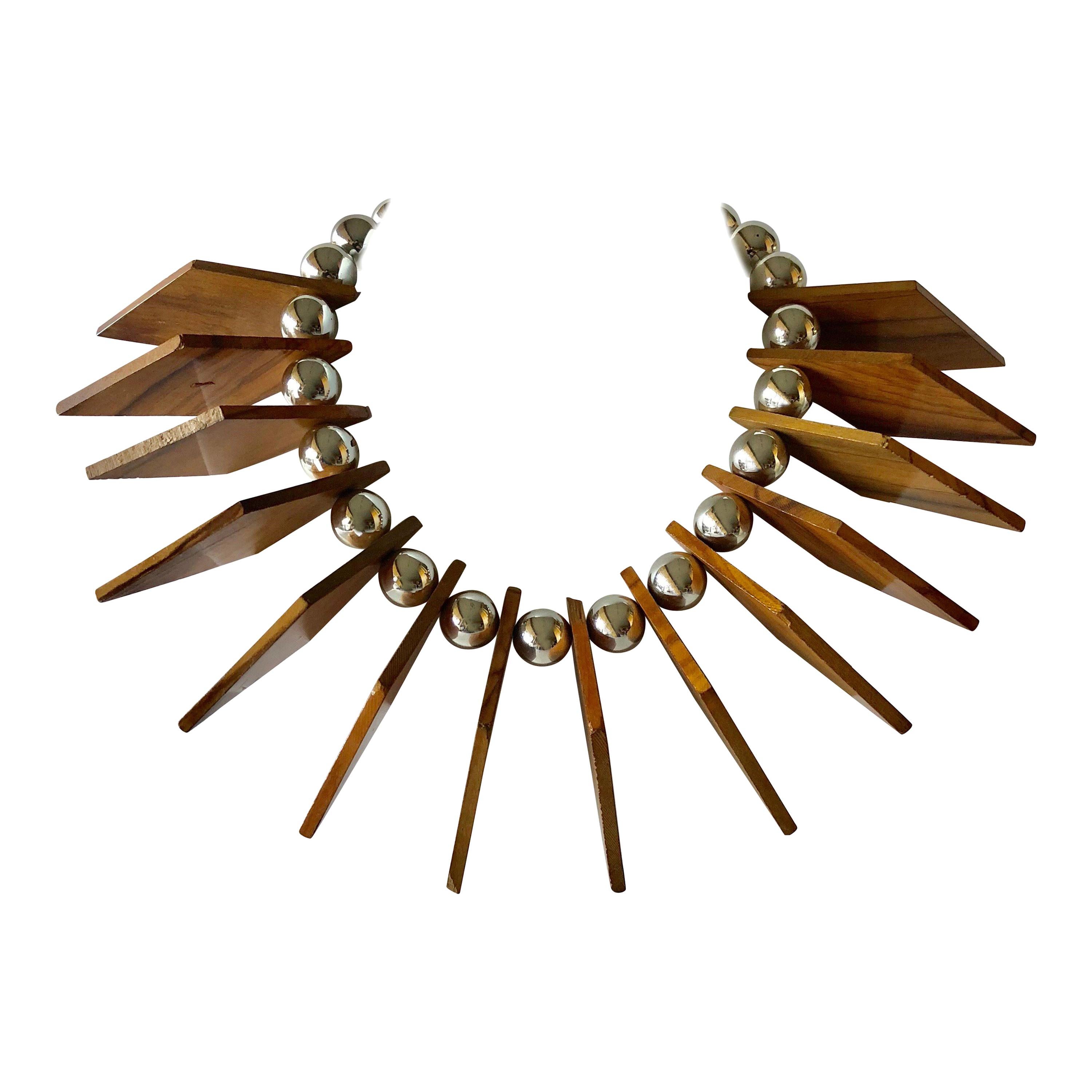 Mix Material Architectural  Statement Necklace Circa 1980