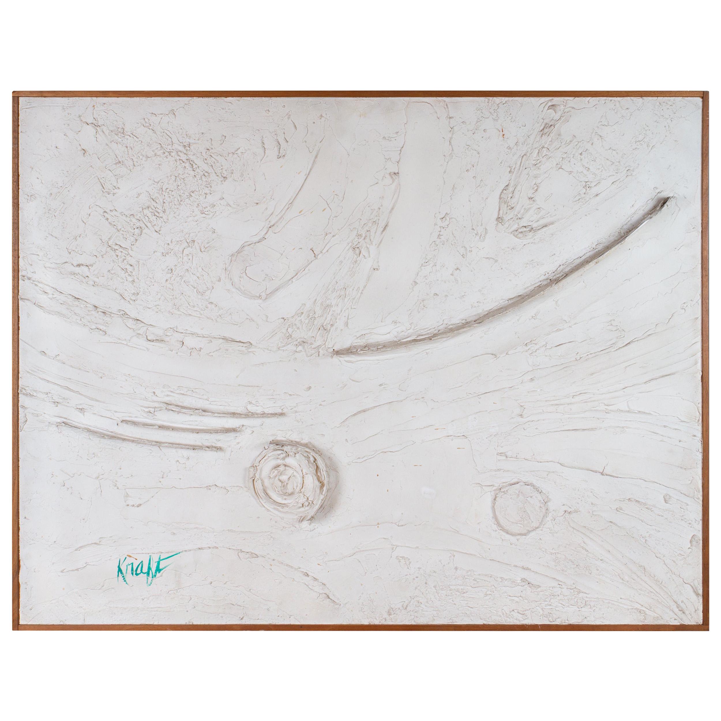 Mix-Media Plaster White Relief Abstract Painting