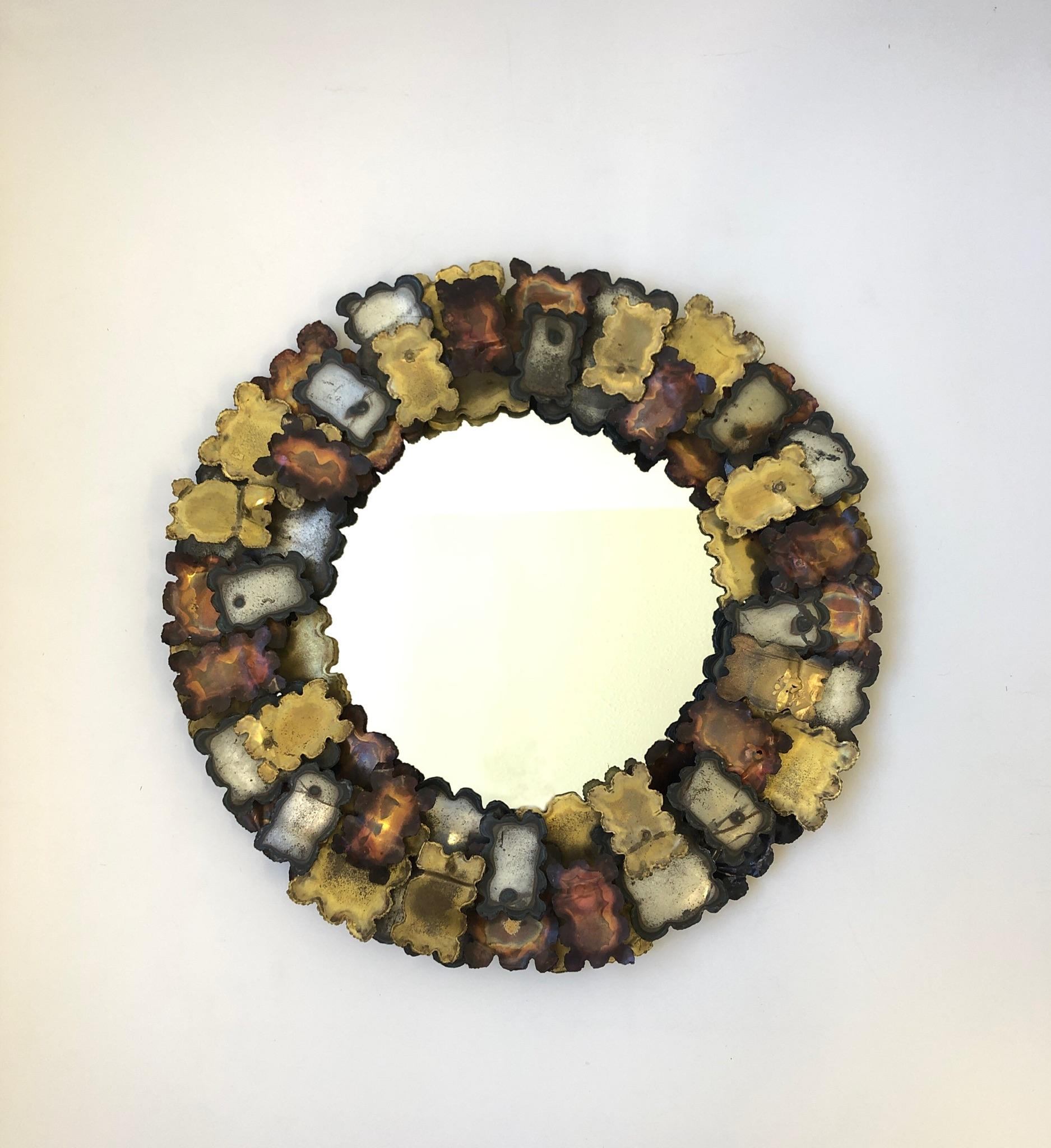 Mix Metal Brutalist Mirror in the Manner of Silas Seandel For Sale 1