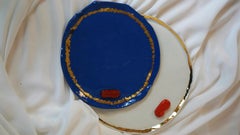 Mix n Match Lips Dinner Plates in Royal Blue and White Porcelain by Hania Jneid