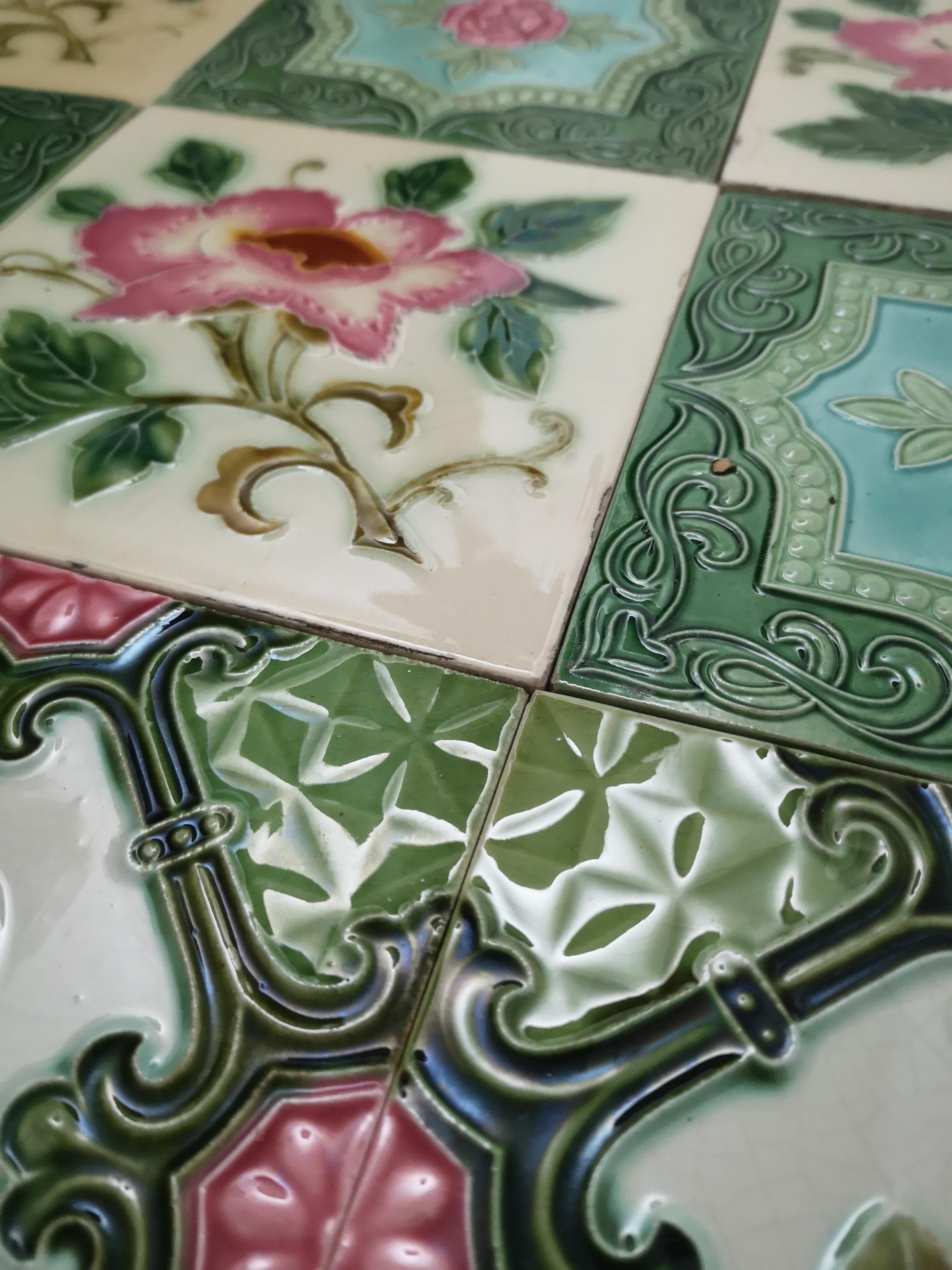 Belgian Mix of 25 Glazed Relief Tiles By S.A. Produits Ceramiques de la Dyle, 1930s