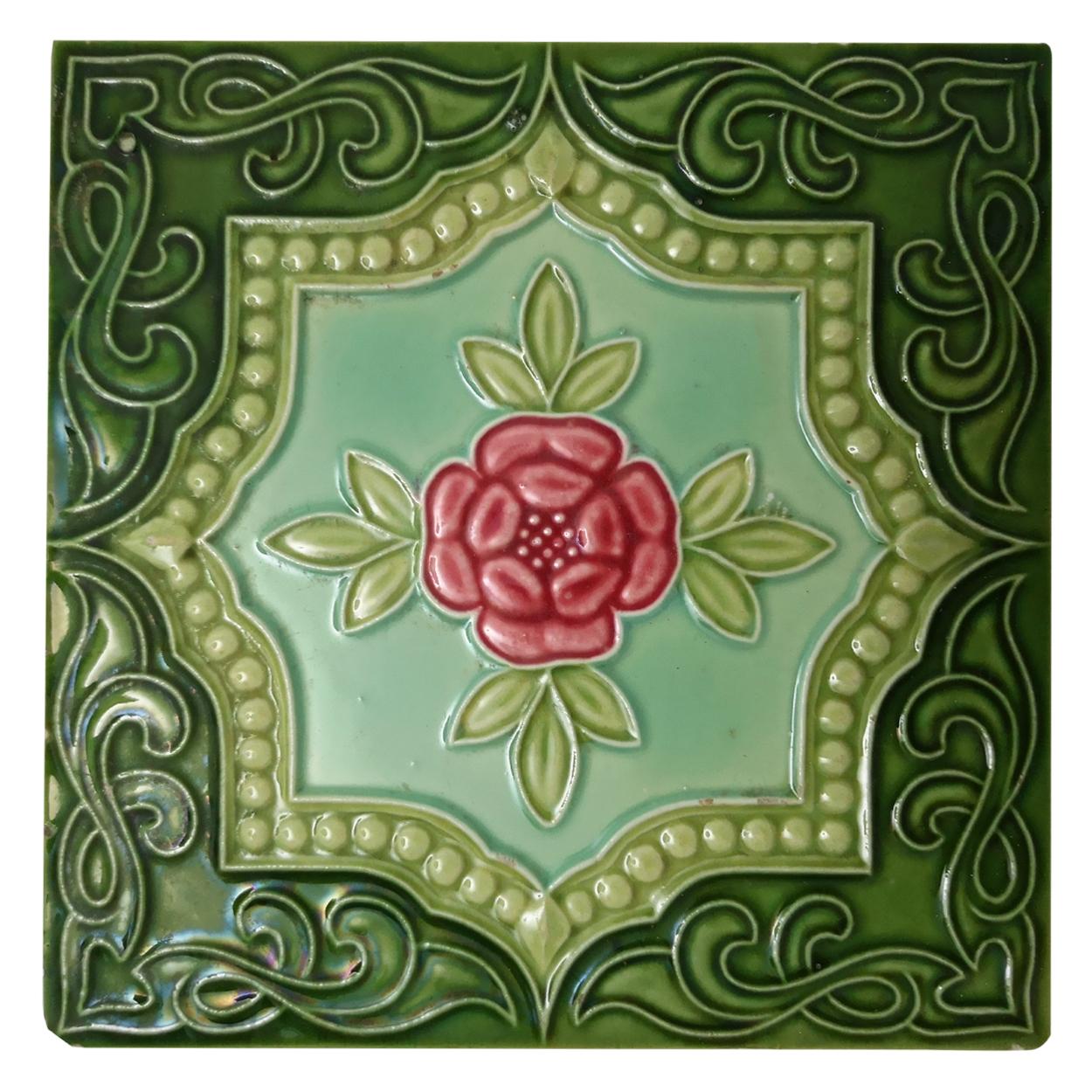 Ceramic Mix of 25 Glazed Relief Tiles By S.A. Produits Ceramiques de la Dyle, 1930s