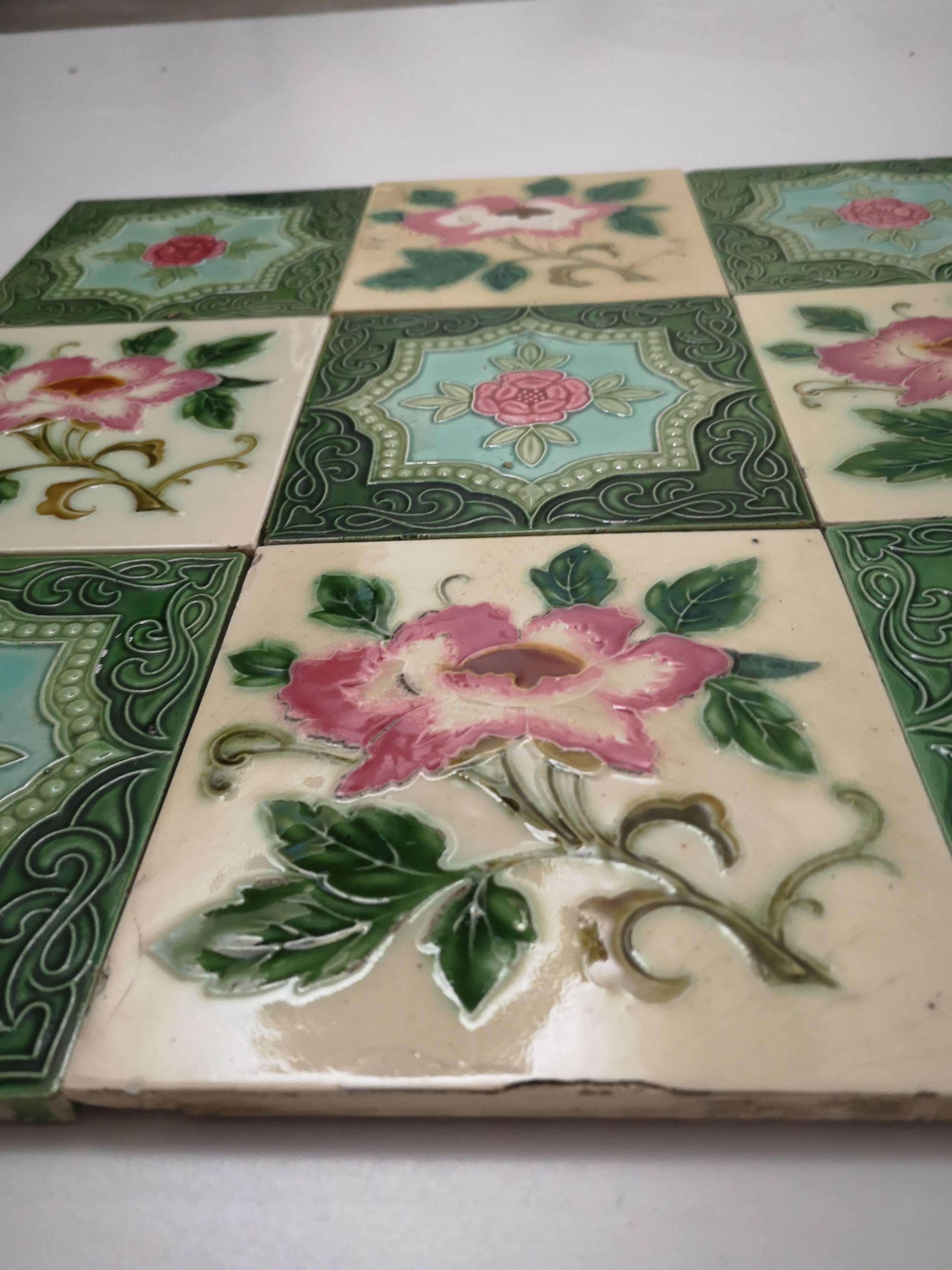 Mix of 25 Glazed Relief Tiles By S.A. Produits Ceramiques de la Dyle, 1930s 2