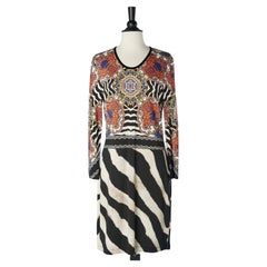 Vestido de cóctel de mezcla de estampado y marca de rayón Just Cavalli