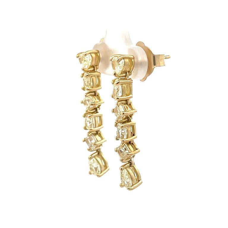 Women's Mix Shape Fancy Yellow Diamond Earrings 4.00CT 18K YG For Sale
