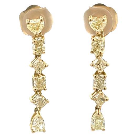 Mix Shape Fancy Yellow Diamond Earrings 4.00CT 18K YG