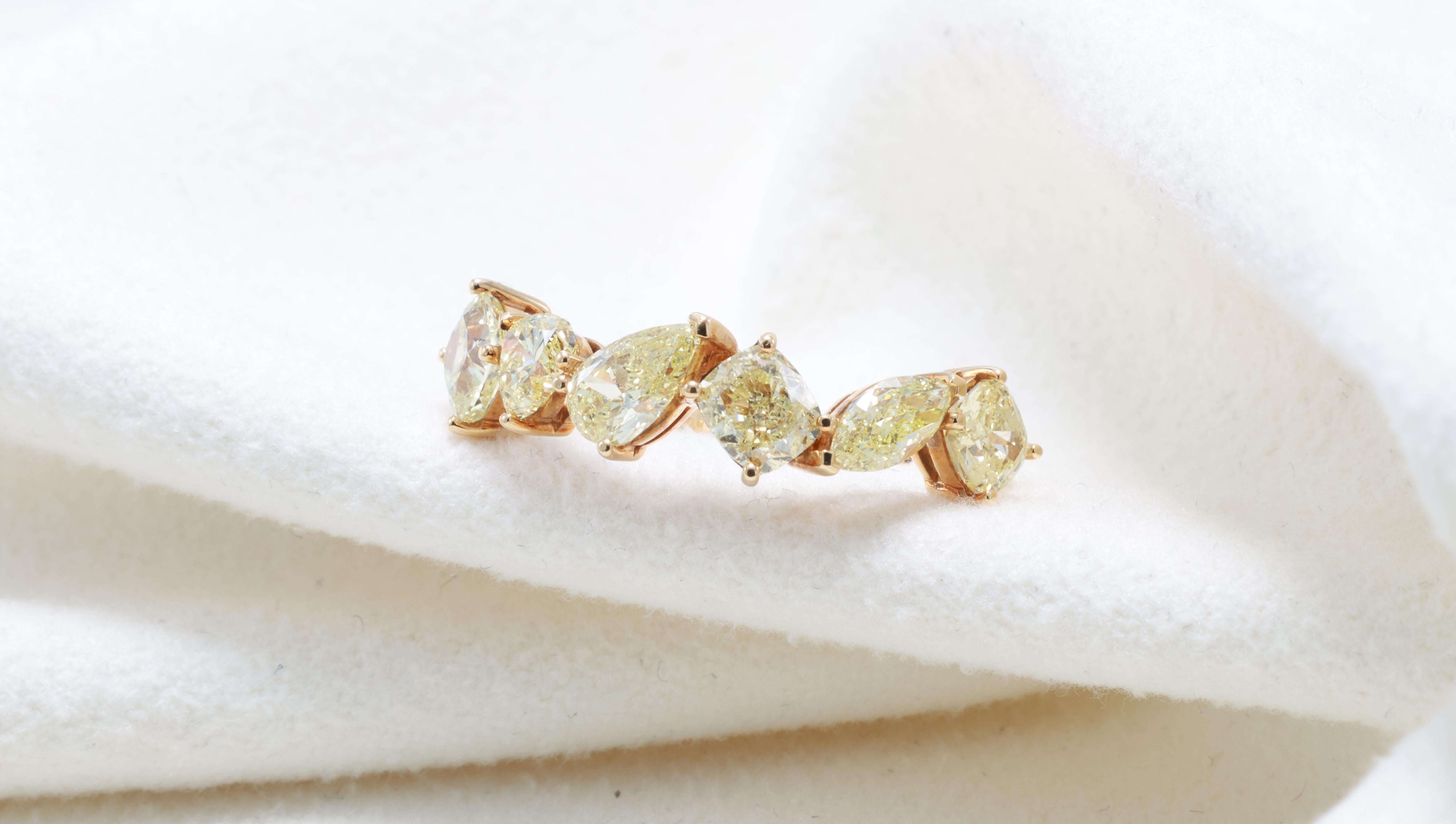 Bague fantaisie jaune VS-SI Clarity avec diamants de forme mixte en vente 1