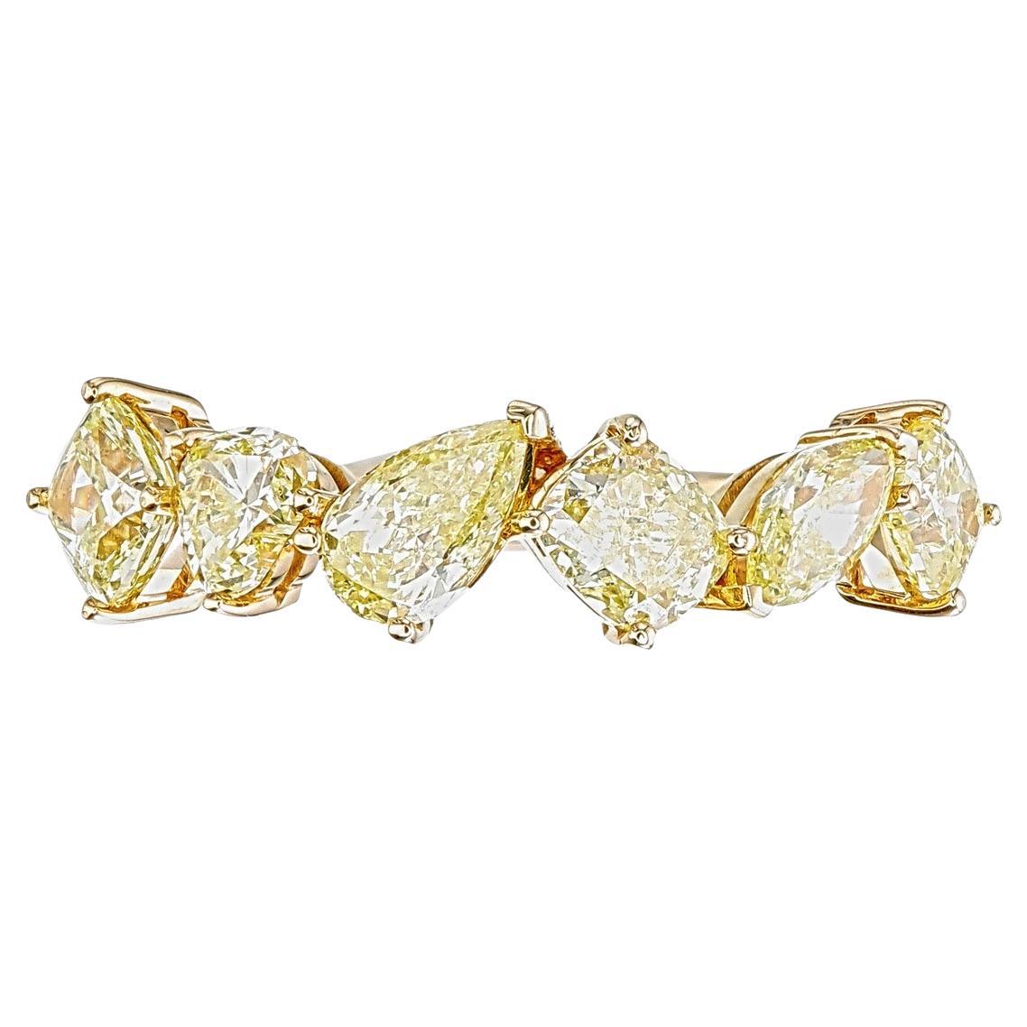 Mix Shape Fancy Yellow VS-SI Clarity Diamond Ring