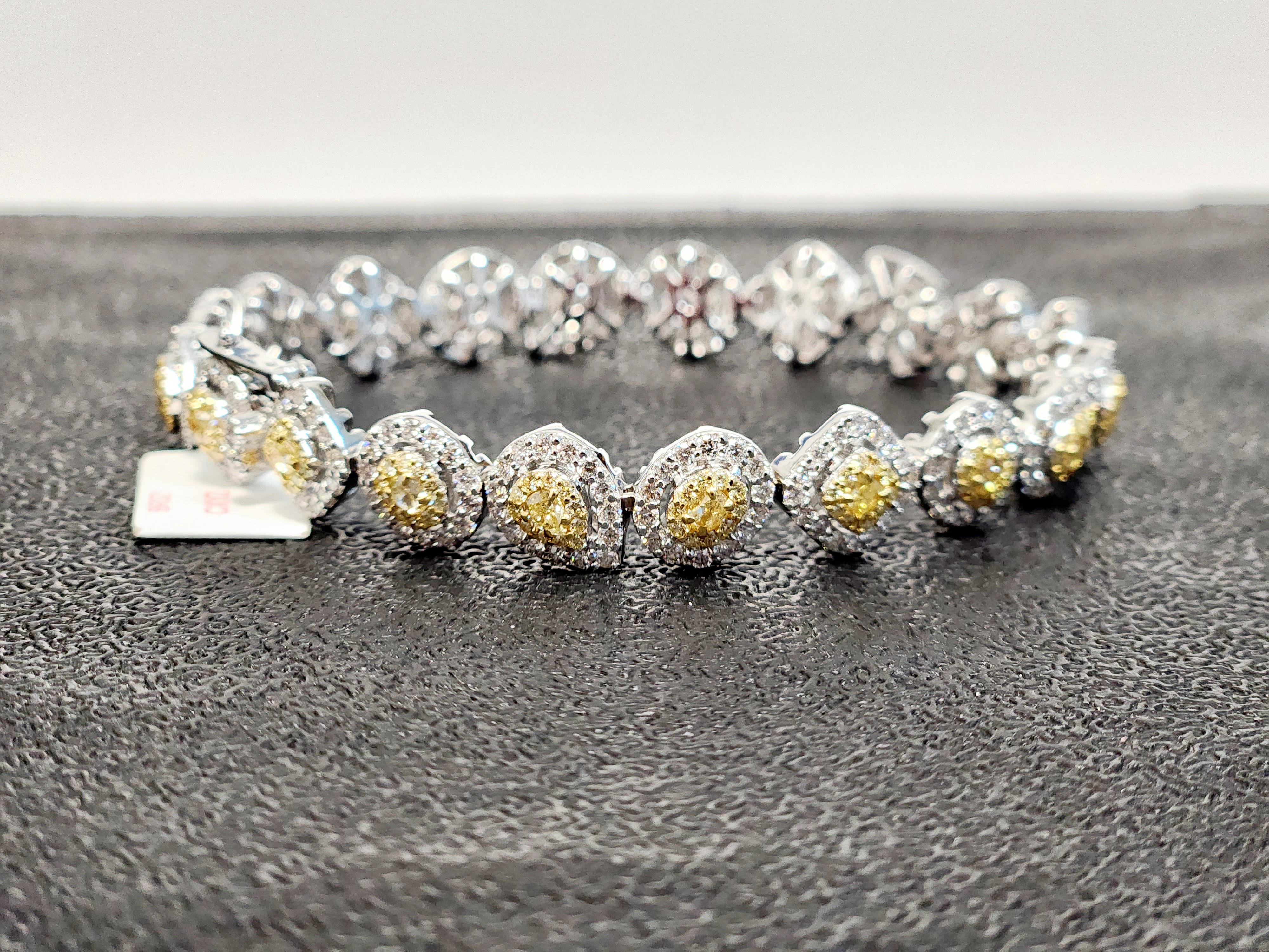 Modern Mix Shape Yellow Diamond Line Bracelet For Sale