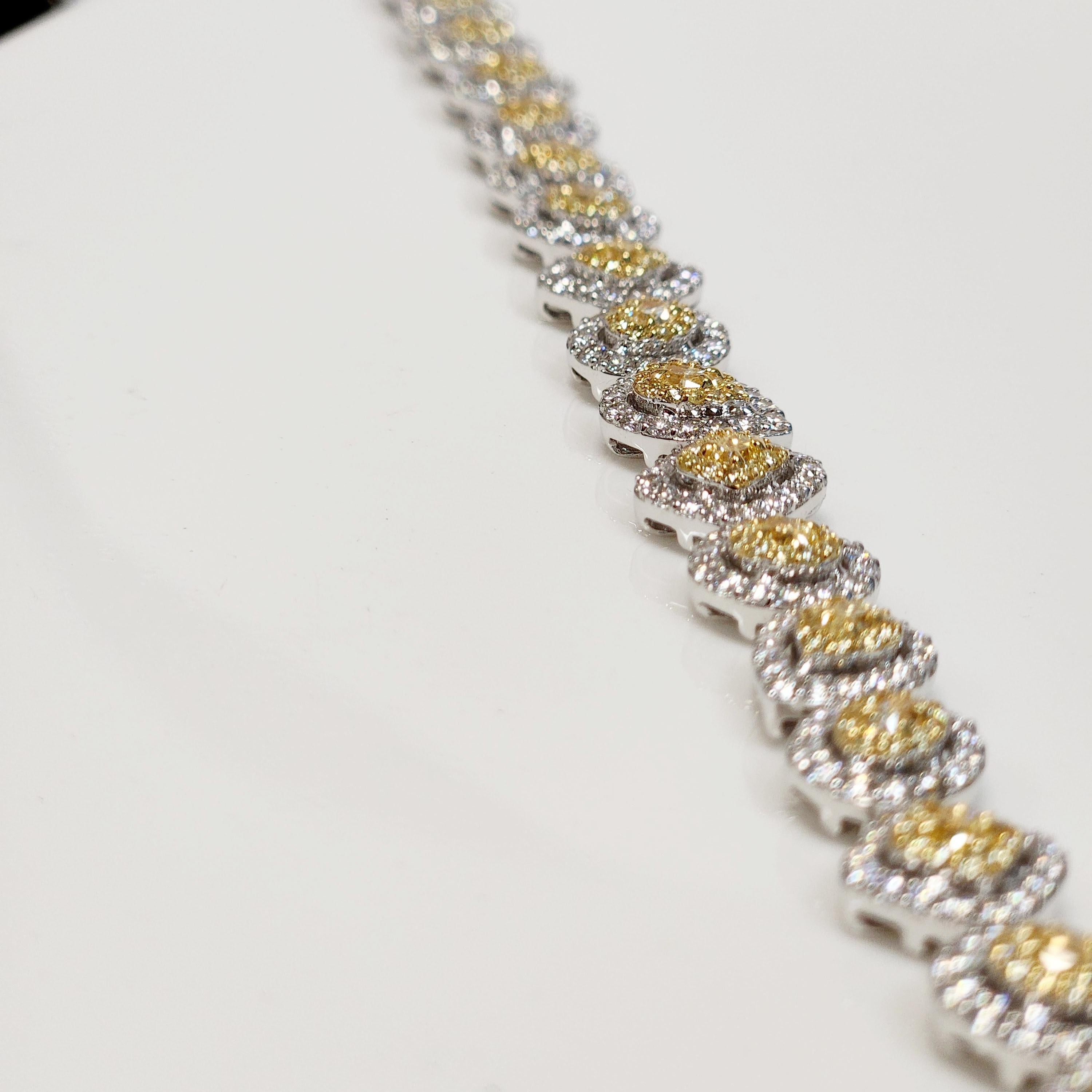 Mixed Cut Mix Shape Yellow Diamond Line Bracelet For Sale